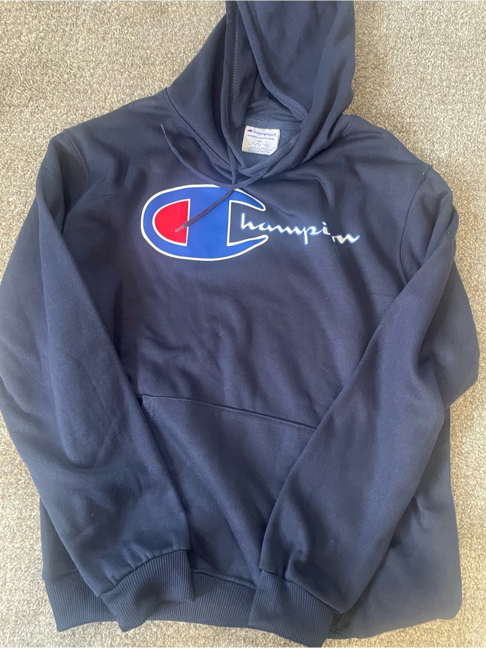 Champion Black Pullover Hoodie with Small Logo